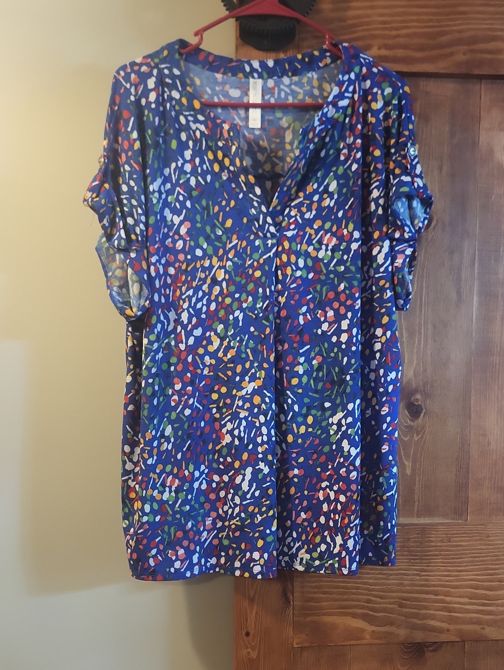 Dear Scarlett Royal Blue Multicolor Speckle Short Sleeve Tunic